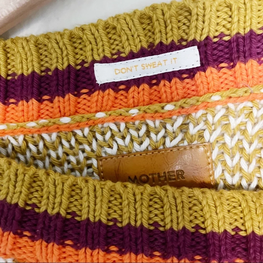 MOTHER The Jumper Wild Palms Sweater Mustard/Cream with Orange/Burgundy Detail - Picture 5 of 5